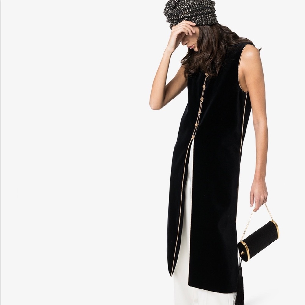 COPY - Sleeveless Velvet Maxi Gilet Plum | Saint Laurent